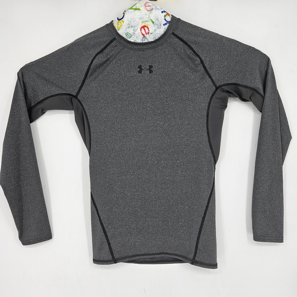 Under Armour Compression Shirt Mens Medium Gray Heatgear Performance Long Sleeve